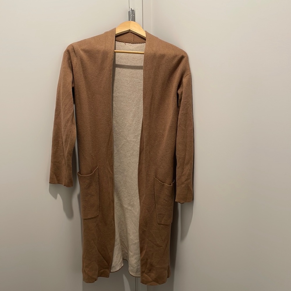 Aritzia Babaton wool long cardigan/jacket  - caramel brown
